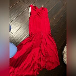 Strapless red fame and partners dress